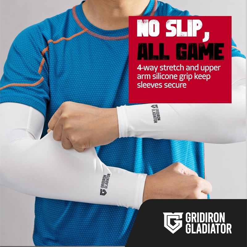 Gridiron Gladiator Football Arm Sleeve - Sport Compression Sleeves Men Women - Lightweight Breathable UPF 50+ Sun Protection - Image 4